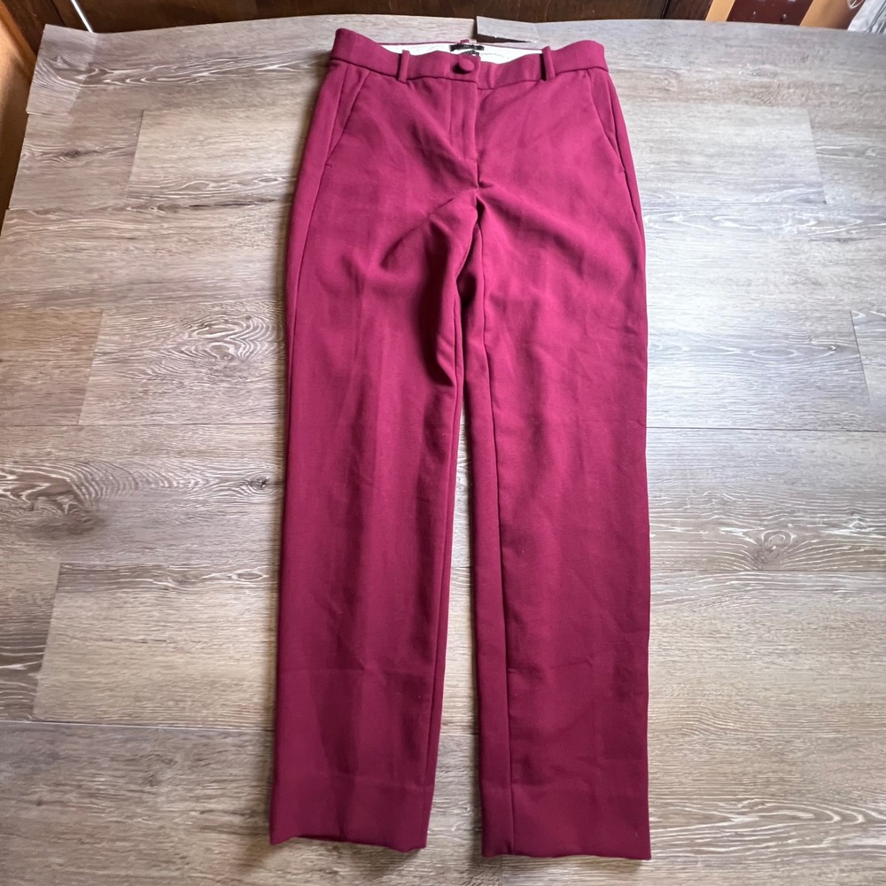 J.Crew Cameron Pant Women 4 Burgundy High-Rise 365 Bi-Stretch Straight Trousers
